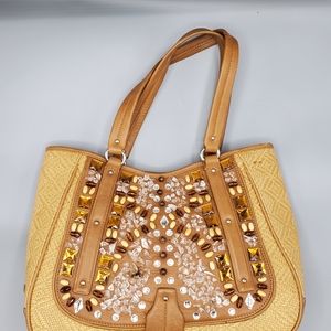 COLE HAAN Sydney straw purse.
